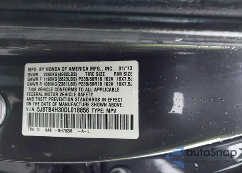 2013 Acura Rdx from USA, damaged, VIN 5J8TB4H30DL018856